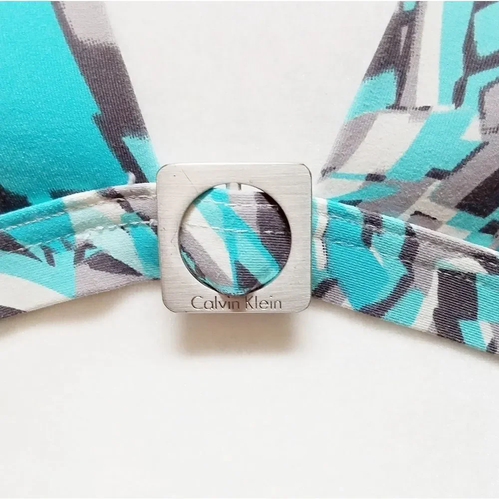 CALVIN Klein Low Rise Blue Triangle Halter Bikini